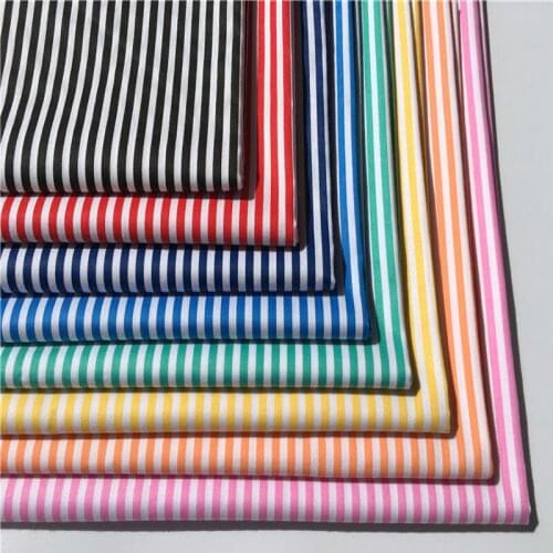 100% Plain Cotton Colorful Stripe Fabric Patchwork Dress Cloth Ornament Candy Color Stripe 50x160cm