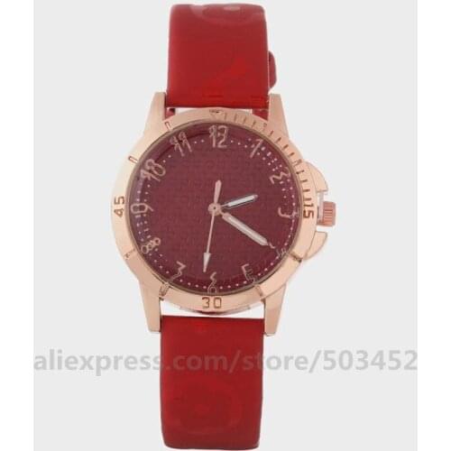 100pcs/lot simple design no logo PU belt quartz watch casual wrist watch 12 number colorful dail wrist watch