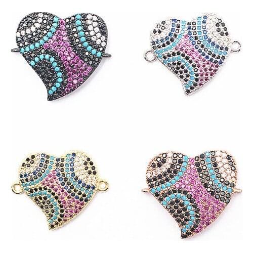 23*21mm love multicolor micro pave cz zircon cubic zirconia beads DIY Copper necklace bracelet connectors accessories wtg3