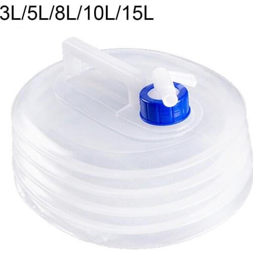 3/5/8/10/15l Outdoor Clear Car Collapsible Water Bucket Kettle Bottle with Tap for Camping Hiking Camping Equipment tool