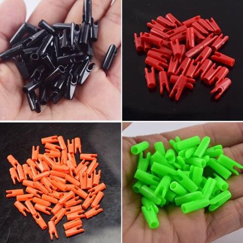 50pcs Hunting Archery Accessory DIY Plastic Arrow Pin Nocks Size S For ID4.2mm ID6.2mm 3.2mm Carbon /Glassfiber Arrow Shaft
