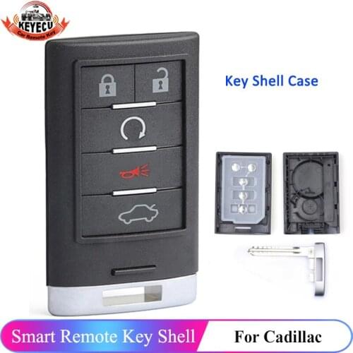 KEYECU Keyless Uncut Remote Car Key Shell Case Fob 5B for 2015-2016 Cadillac XTS