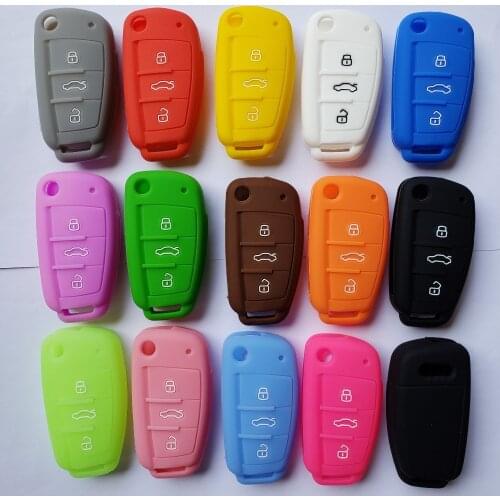 Key Case For Car Silicon Flip Folding 3 Button Key Remote FOB Case A2 A3 A4 A6 A6L S6 Q7 TT Quattro Funda Llave Cover Protector