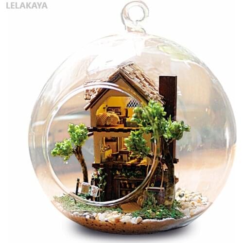 DIY Rainforest Glass Ball Wooden Handmade Mini Doll House Model Kits Miniature Creative Handcrafts Assembly Children Puzzle Toy