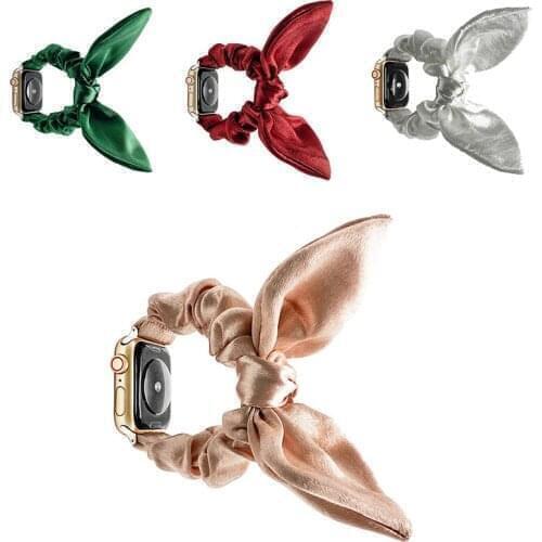 Satin Bowknot Ear Hair Tie Strap Elastic Apple iWatch Watch Band For For Apple Watch 38/40/42/44mm