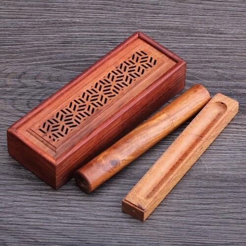 A three-piece Wood Incense Burner Stick Tube Creative Hand Carved Hollow Joss Incense Stick Holder Yoga Tools Storage Containers