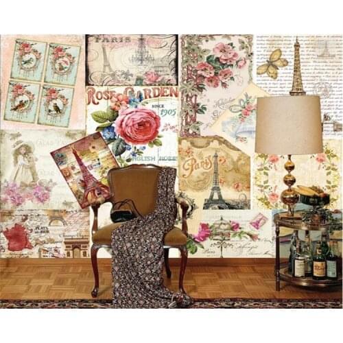 Photo wallpaper custom European style Eiffel Tower wallpaper bedroom restaurant hotel mural store flower shop mural