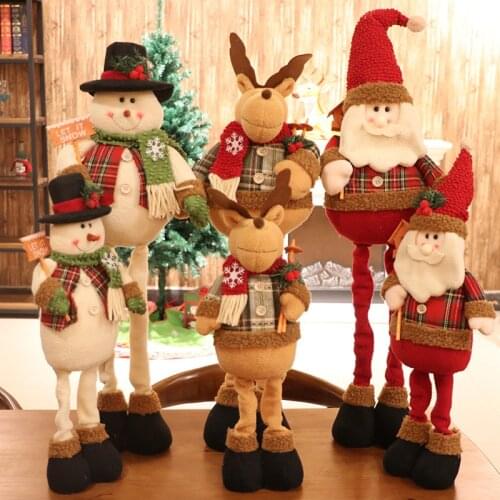[HHT] Retractable Santa Claus doll auspicious deer cute snowman toy Christmas gifts scene decoration ornaments home decore