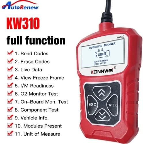 KONNWEI KW310 OBD2 Automobile Fault Detector Diagnostic Instrument Automotive Scanner Car Code Reader Supports Russian Language