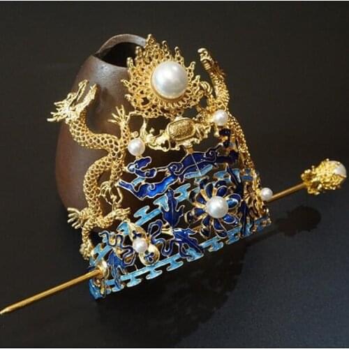 Handsome Ancient China retro crown hair band daily mens and womens hair crown Hanfu Earrings accessories Hair Hat