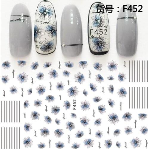 Beauty self adhesive nail art decorations stickers acrylic flower manicure decals nails supplies tool F449-53