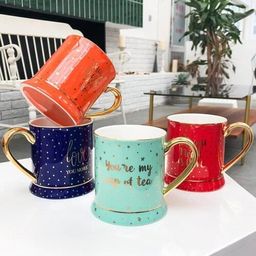 Creative Gold Handle Phnom Penh Mug Business Breakfast Milk Coffee Cup Simple Nordic Style Ceramic Couple Cup Coffee Mugs