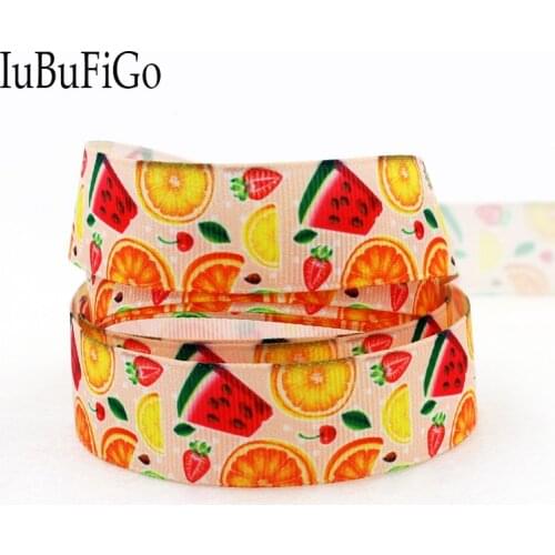 [IuBuFiGo] 20 yards 7/8" 22mm Fruits Printed Grosgrain ribbon Polyester ribbon wedding gift wrap