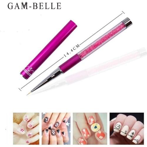 GAM-BELLE Nail Art Liner Painting Pen DIY Metal Acrylic UV Gel Polish Tip Design Nail Brush Drawing Grid French Manicure Tool