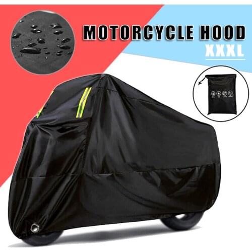 Mayitr 1pc XXXL Black Nylon Oxford Motorcycle Cover Waterproof Dustproof For Winter Outside Storage Snowproof Sunproof Parts
