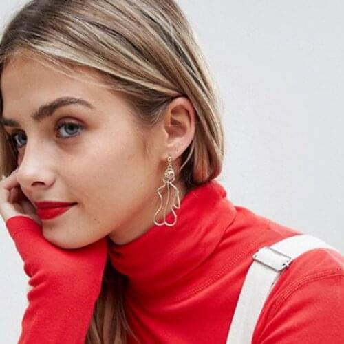 Fashion jewelry human body contour alloy texture abstract body figure earrings