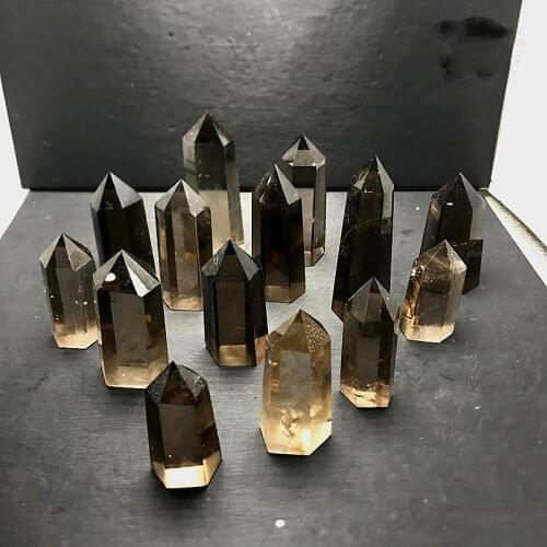 Natural Smokey Quartz Obelisk Crystal Wand Point Healing Free shipping