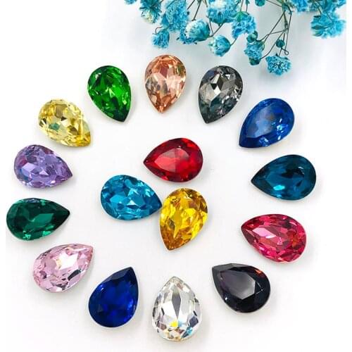 New K9 glass rhinestones 10X14mm/13x18mm high quality Teardrop shape crystal pointback rhinestones diy wedding Accessories