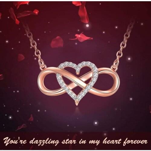 Charming Valentine Gifts Stylish White Infinity Heart Pendant Chain Necklace For Women Mom Girlfriend Wife Gifts