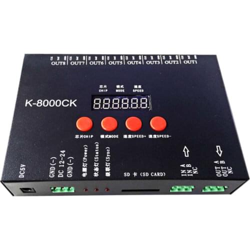 Original K-8000CK LED pixel SD card controller (T-8000'upgraded version) ;off-line;8192 pixels controlled;SPI signal output