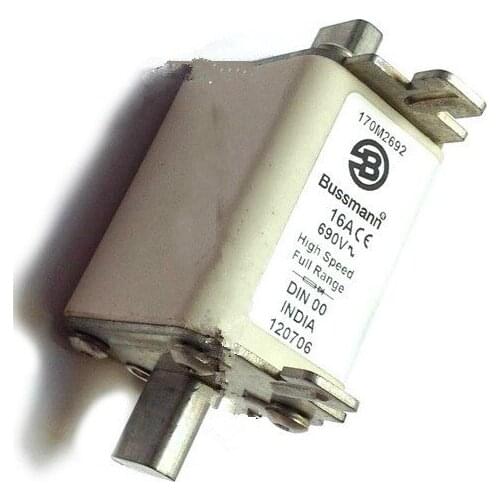 Fuses: 170M2691 10A 690V / 170M2692 16A / 170M2693 20A / 170M2694 25A / 170M2695 32A / 170M2696 40A 690V (DIN00) aR