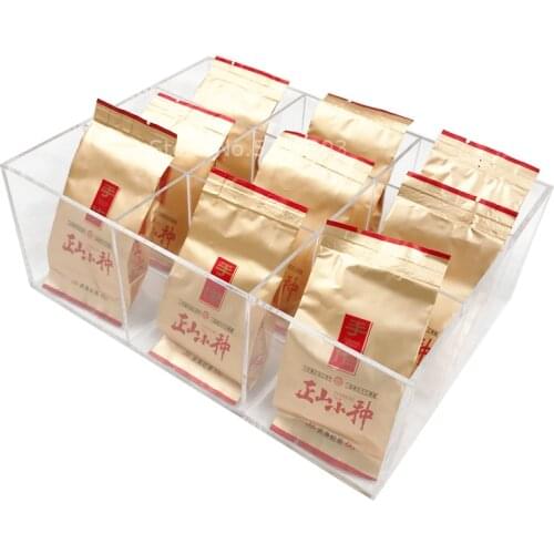 Clear Acrylic 9 Section Tea Bag Box No lid
