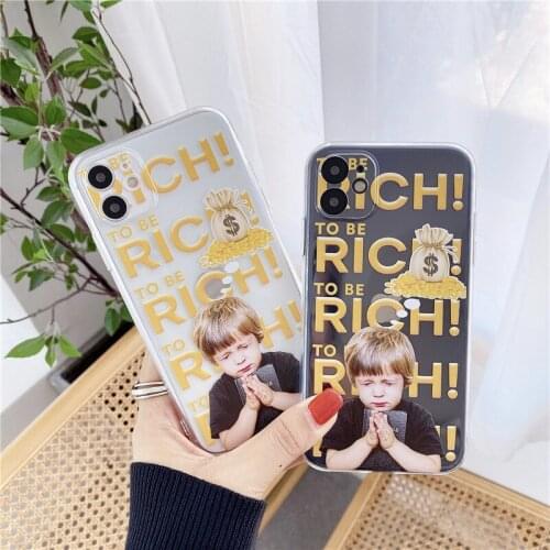 To Be RICH Phone Case for Iphone 11 Pro X XS Max Xr 7 8 6 S Plus SE 2020 Transparent Cover Funny Coque Fundas Cover