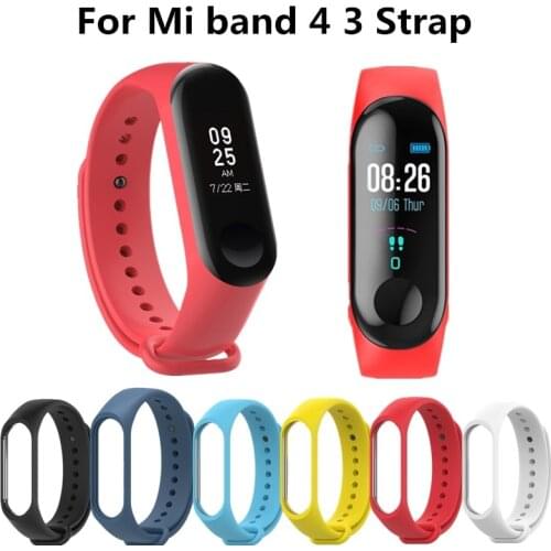 Mi band 4 3 Strap Silicone Bracelet for Xiaomi Mi Band 4 3 Red Wristband Smart Band Accessories wrist Strap and for Mi Band3 4
