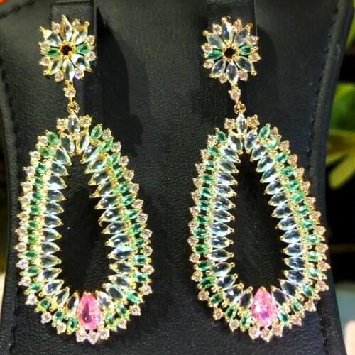 Luxury Sweet Romantic Fresh Austrian crystal Earrings For Women Bridal Wedding Party Daily Jewelry High Quality korean fashion