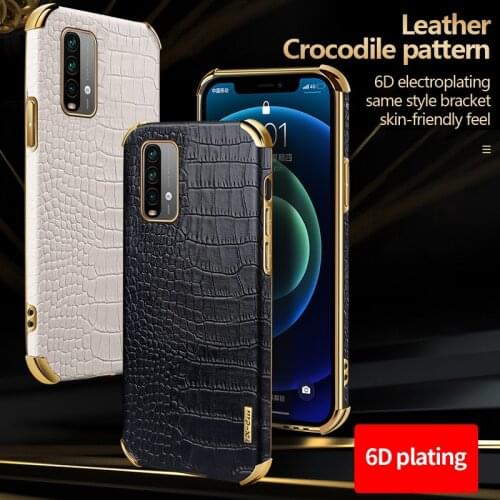 Luxury Crocodile Pattern Leather Phone Case For Xiaomi Redmi Note 10 9S 9 8 Pro Mi 11 10 9 T Lite Ultra-thin Plating Cover
