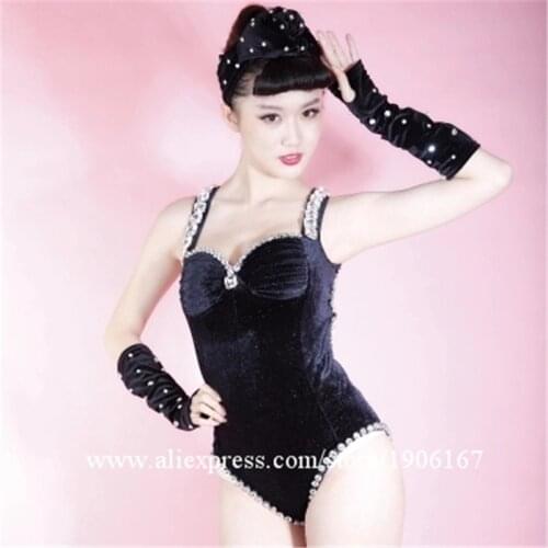 Sexy Nightclub Party Evening Dress Stage Performance Dance Clothes DJ Dance Team Suit DS Star Rhinestone Ballroom Costume