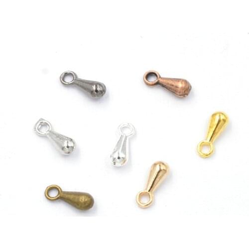 Silver Gold KC Gold Rhodium Copper Water Drop End Beads for Extender Chain Pendant DIY Beads for Jewelry Making Necklace Buckle