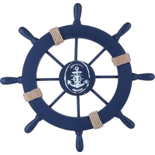 Mediterranean Ship Rudder Decoration Nautical Boat Wheel Helm Wooden Craft Home Decoration Accessories