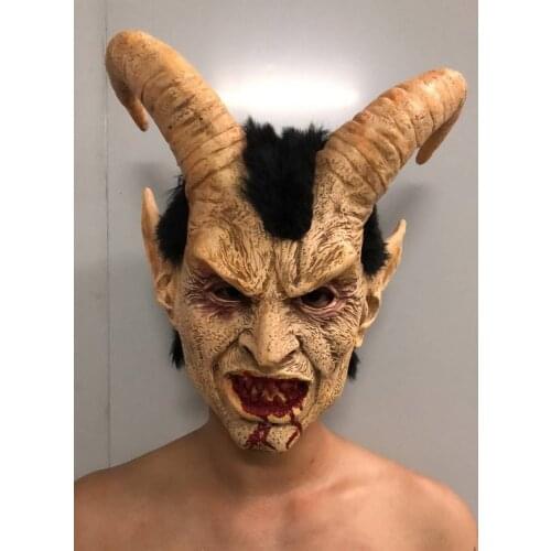 Scary mask demon devil Lucifer Horn latex Masks Halloween movie cosplay decoration Festival Party Supply props Adults Horrible