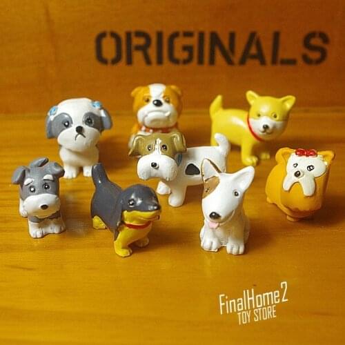 Super mini resin figure Dogs Terrier Bulldog Simulation Dog Decoration Model Toy 10pcs/set