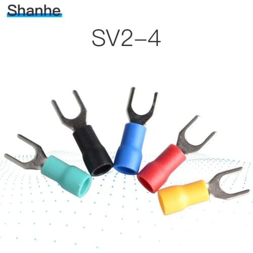 SV2-4 Furcate Cable Wire Connector Furcate Pre-Insulating Fork Spade 16~14AWG Wire Crimp Terminals