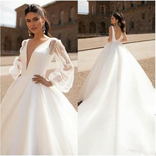 2020 Wedding Dresses With Wrap Bridal Gowns Deep V Neck robe de mariée Plus Size Wedding Dress