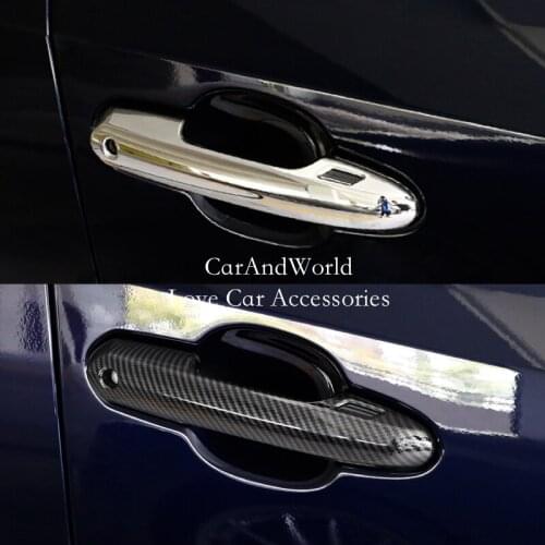 Carbon Fiber For Toyota RAV4 RAV 4 2019 2020 Exterior Door Handle Holder Bowl Panel Cover Molding Frame Trims Car Accessories