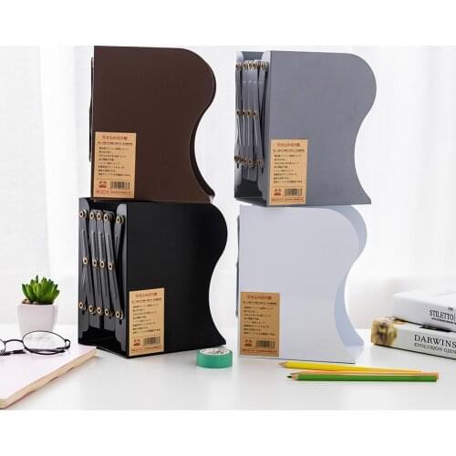 Retractable Foldable Bookend Decorative Metal Book Shelf Holder Storage Rack