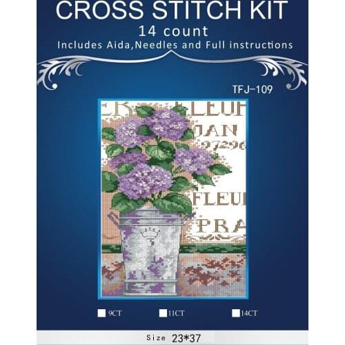 Embroidery Counted Cross Stitch Kits Needlework - Crafts 14 ct DMC Color DIY Arts Handmade Decor -Violet flowers