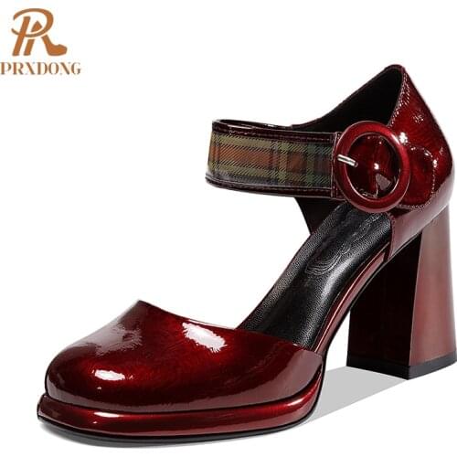 Elegant Newest Fashion Women Sandals Genuine Leather Buckle High Heels Pumps 2021 Spring Summer Dress Party Office Shoes Woman