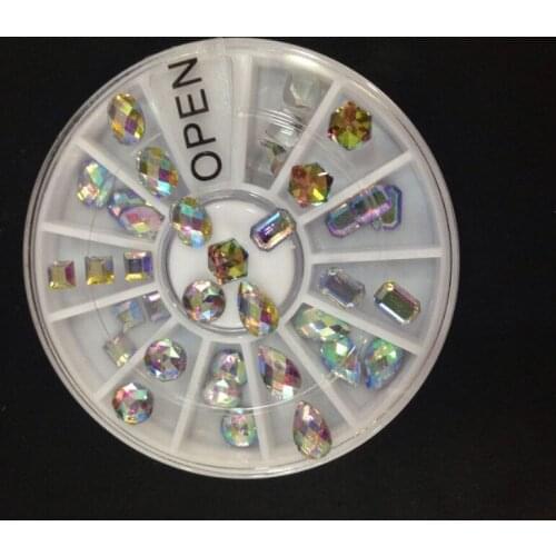 1X Wheel Nail Art Rhinestones decoration 3D 12 Design Mix Color Glitter Gems stone Round Bling Crystal Nail Studs