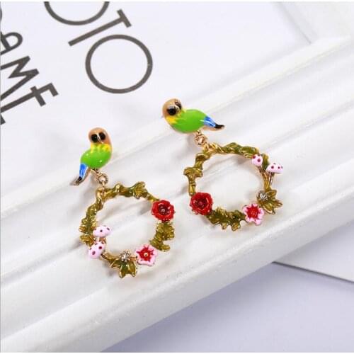 10pcs homemade DIY earrings accessories Flower fairy micro-inlaid enamel earrings pendant materials