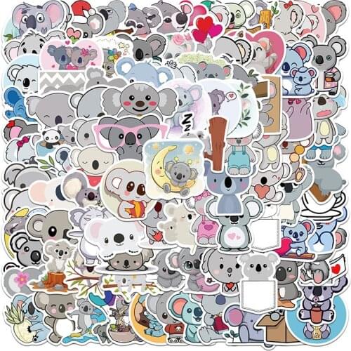100Pcs Cartoon Cute Koala Doodle Stickers Set For Laptop Skateboard Waterproof PVC Stationery Decorative Stickers For Kids Gift
