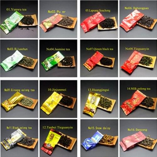 16 Different Flavors Chinese Tea Includes Milk Oolong Pu-erh Herbal Flower Black Green Tea