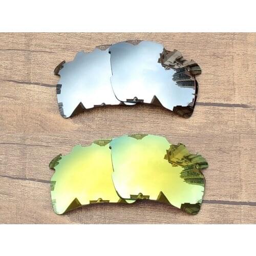 Vonxyz 2 Pairs Chrome Mirror & 24K Mirror Polarized Replacement Lenses for-Oakley Flak 2.0 XL Vented Frame