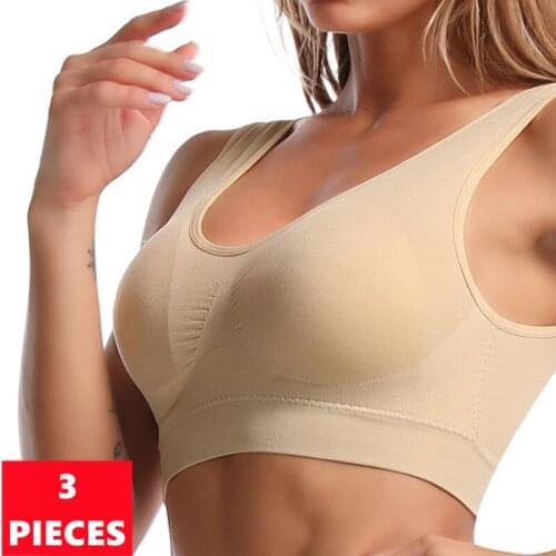 3PCS/Lot S-5XL Plus Size Bras For Women Seamless Bra With Pads Big Size 5XL 6XL Bralette Push Up Brassiere Vest Wireless BH