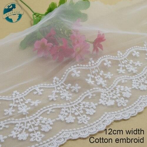 3yards 12cm width Cotton embroid sewing ribbon guipure lace trim fabric warp knitting DIY Garment Accessories wedding lace#3194