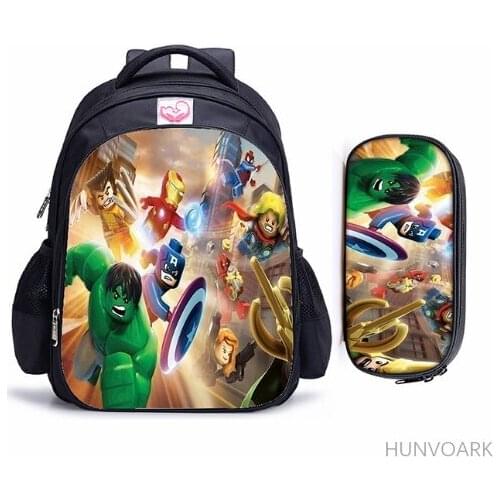 3D Print Children School Bags Kids Marvel Hulk Teenager Boys Girls School Backpack 16inch Primary Mochilas