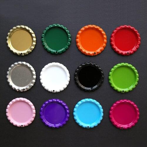 Free Shipping 1100 pcs/lot Two Side Colored Flattened Bottle Caps With 1.8MM Hole No Jump Rings for DIY jewerly